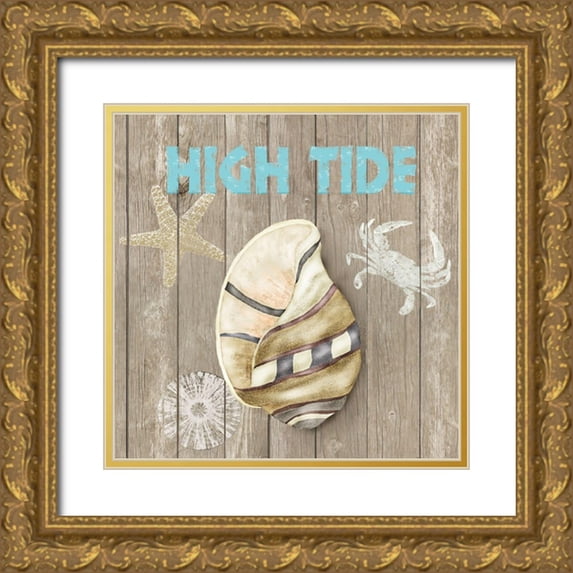Reynolds, Jade 26x26 Gold Ornate Wood Framed with Double Matting Museum Art Print Titled - High Tide Shoreline I