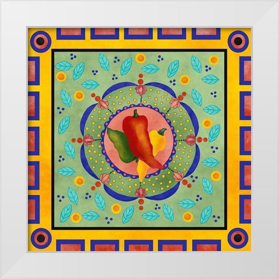 Reynolds, Jade 26x26 White Modern Wood Framed Museum Art Print Titled - Spanish Peppers II