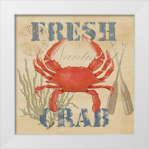 Reynolds, Jade 26x26 White Modern Wood Framed Museum Art Print Titled - Wild Caught Crab
