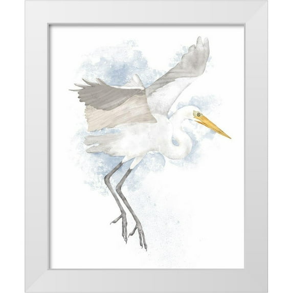 Reynolds, Jade 26x32 White Modern Wood Framed Museum Art Print Titled - Coastal Heron II