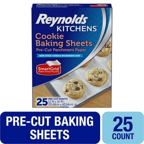 Reynolds Kitchens Cookie Baking Sheets, Pre-Cut Parchment Paper Sheets, 12 in x 16 in, 25 Count