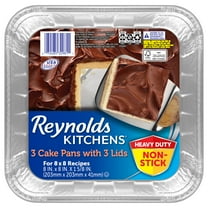Reynolds Kitchens Aluminum Pans with Lids, Blue, 8x8 Inch, 3 Count