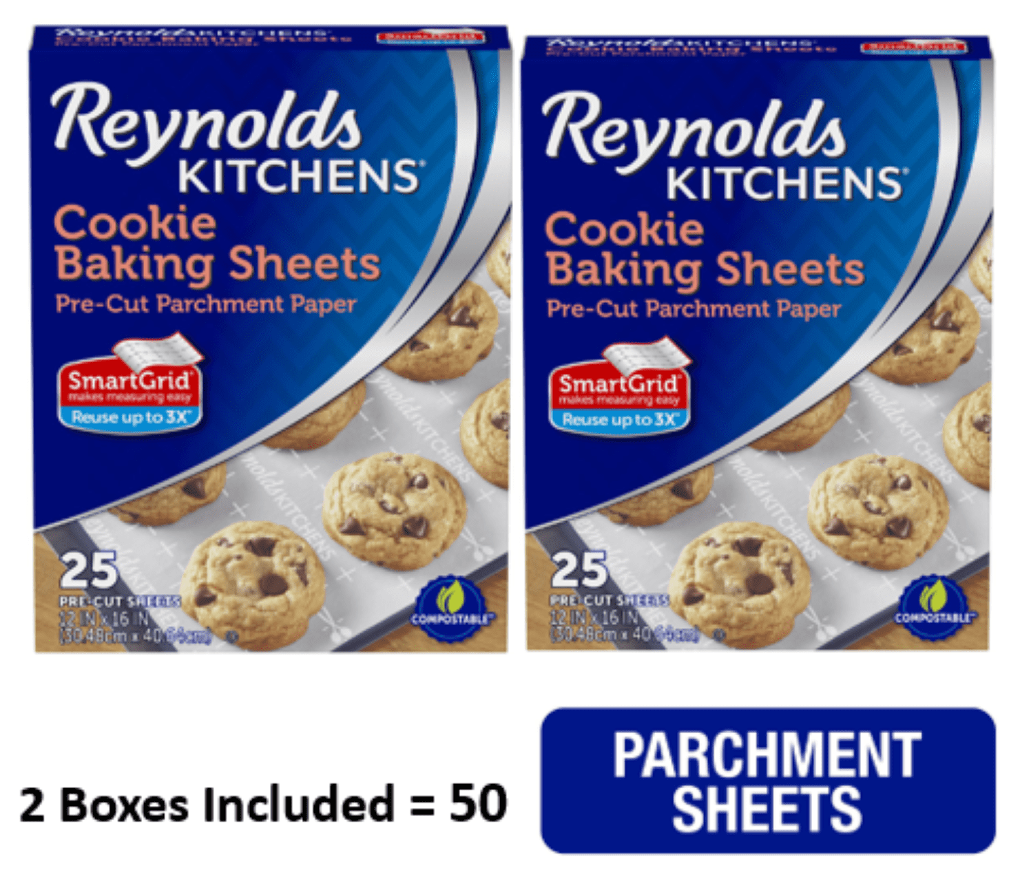 Reynolds Cookie Baking Sheets Non-stick Parchment Paper 2-pack (25 Count  Each) (2)