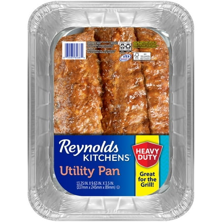 Reynolds Kitchens Heavy Duty Utility Pan for Grilling, 13.25 x 9.63 x 3.5 inches