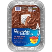 Reynolds Kitchens Non-Stick Disposable Aluminum Baking Pans with Lids, Blue, 13 x 9 in., 2 Count