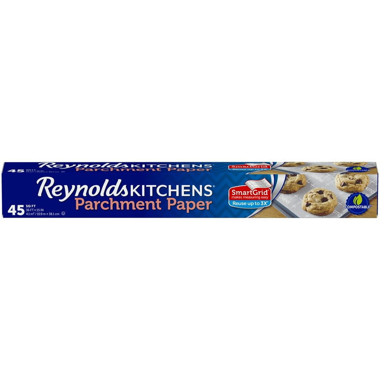 Reynolds Kitchens Stay Flat Parchment Paper with SmartGrid, 45 Square Feet