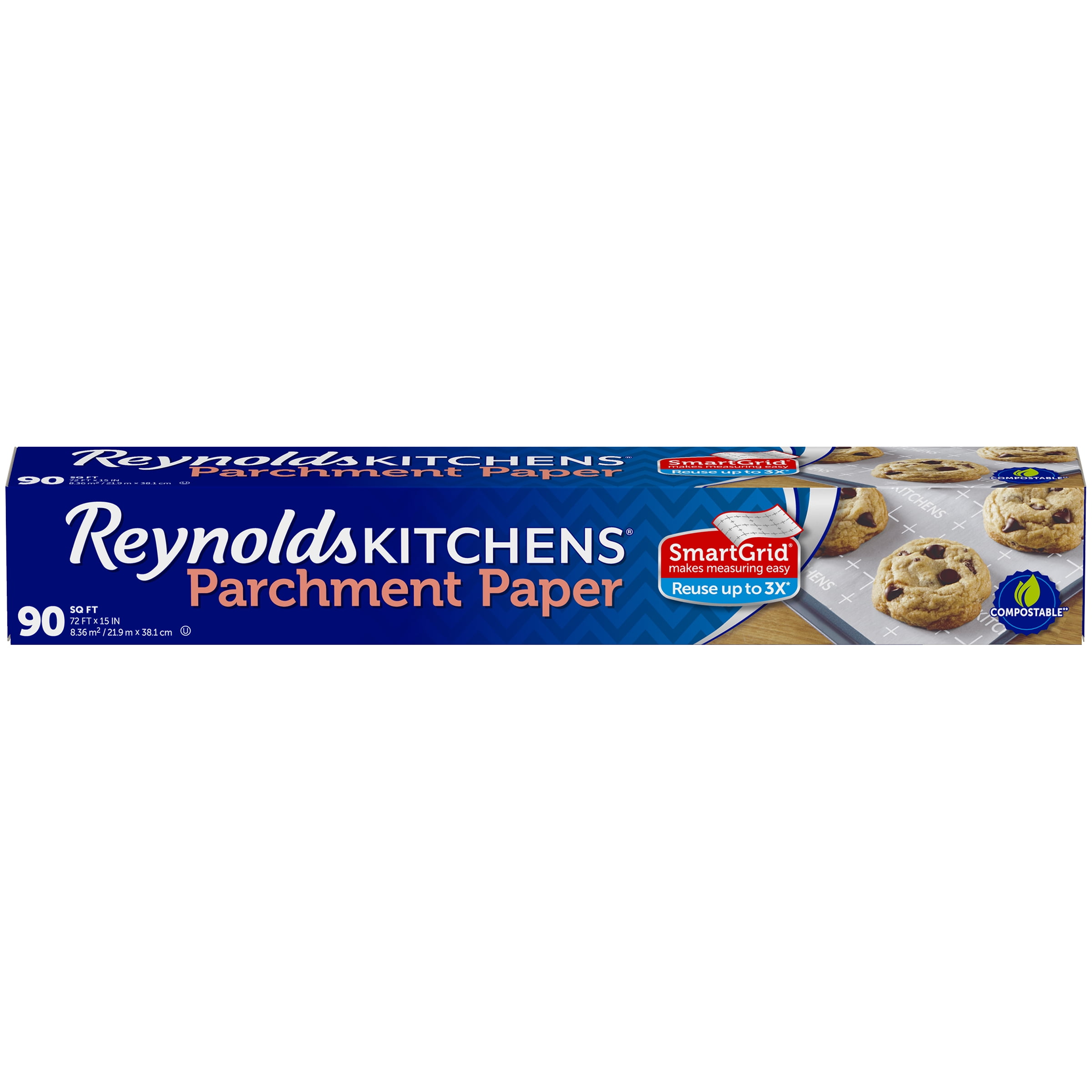 Reynolds Kitchens Parchment Paper (SmartGrid, Non-Stick, 45 Square Foot  Roll)