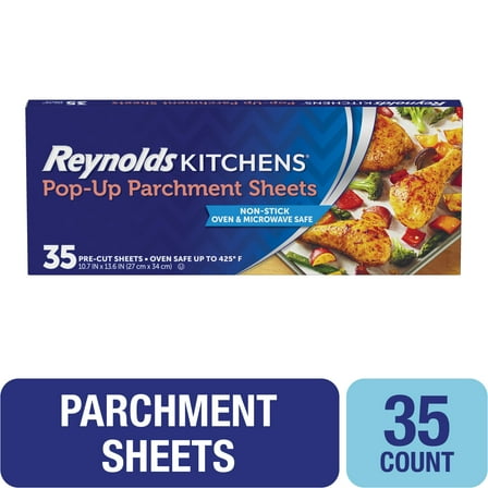 Reynolds Kitchens Pop-Up Parchment Paper Sheets, 10.75 in x 13.75 in, 35 Sheets