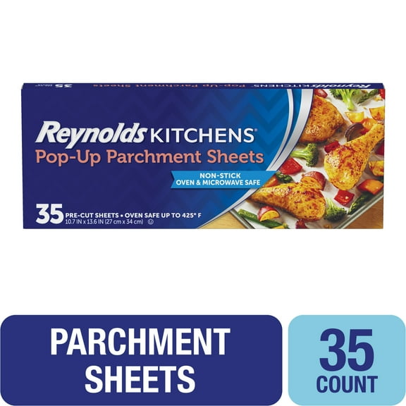 Reynolds Kitchens Pop-Up Parchment Paper Sheets, 10.75 in x 13.75 in, 35 Sheets