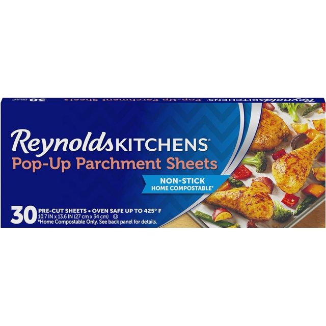 Reynolds Kitchens PopUp Parchment Paper Sheets, 10.7x13.6 Inch, 30 Sheets