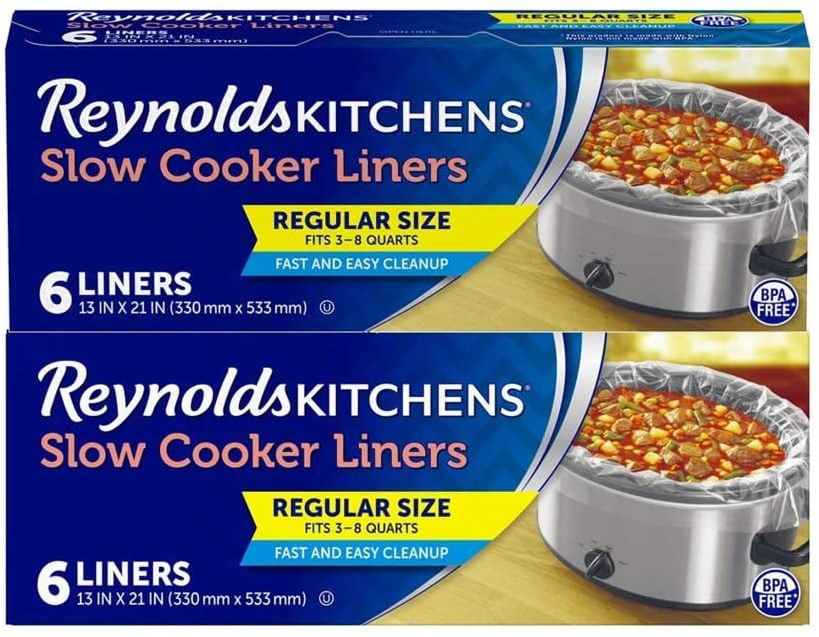 Reynolds Kitchens Slow Cooker Liners, Regular (Fits 3-8 Quarts), 6 Count (Pack of 2), 12 Total