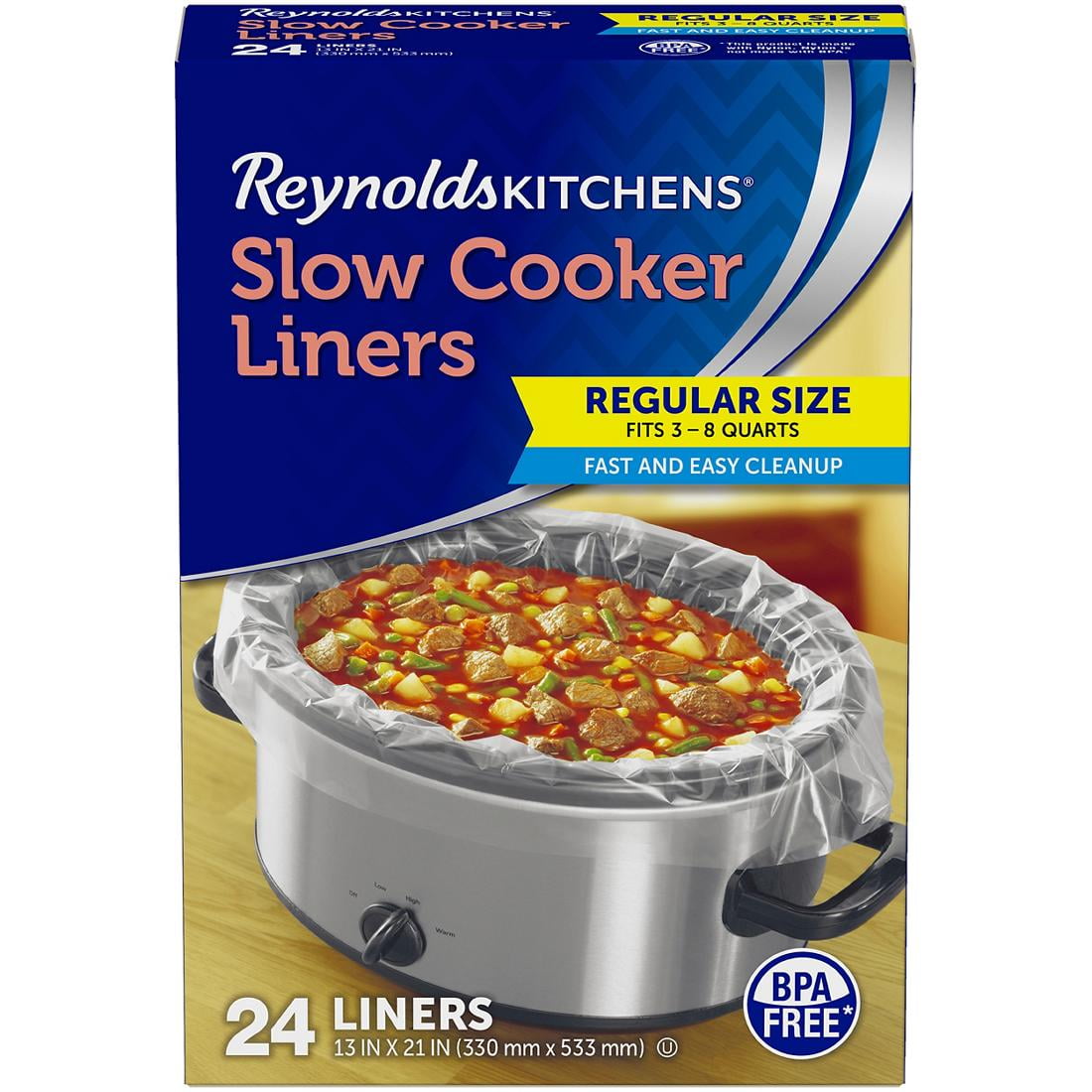 Reynolds Wrap Kitchens Slow Cooker Liners, Regular, Fits 3-8 Quarts, 8  Count NIB