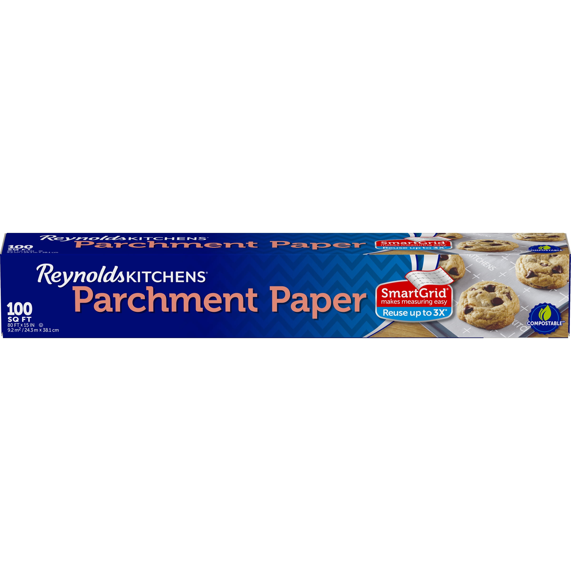 Reynolds Kitchens Compostable Stay Flat Parchment Paper with SmartGrid
