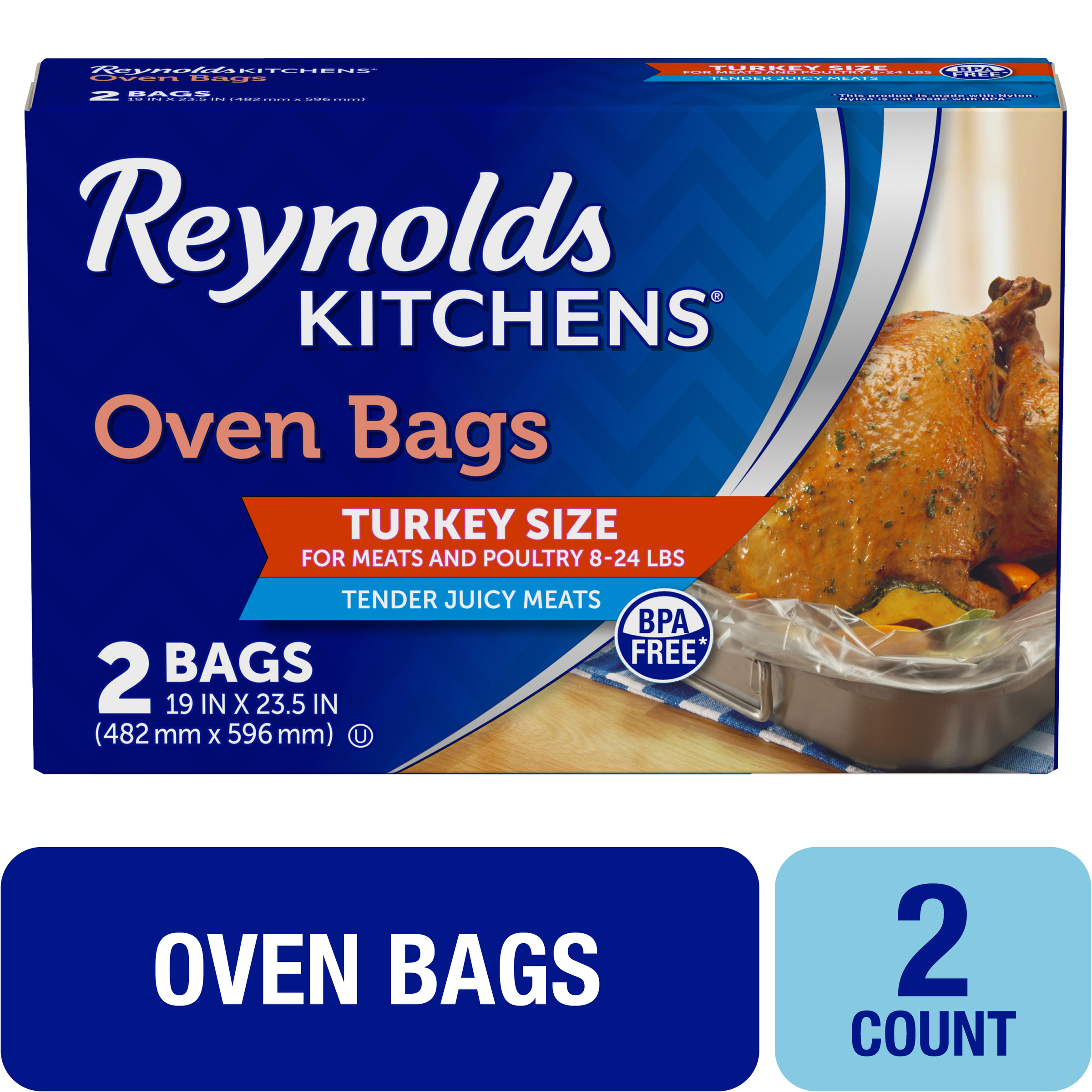 Reynolds Kitchens Turkey Oven Bags, 19 x 23.5 inches, 2 Count - image 1 of 6