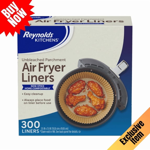 Reynolds Kitchens Unbleached Parchment Air Fryer Liners, 300 Count