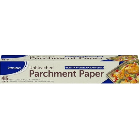 Reynolds Kitchens Unbleached Parchment Paper Roll, Non Stick Parchment Paper for Cooking and Baking, Oven Safe up to 425 Degrees, Chlorine-Free, 45 Feet x 12 Inches, 45 Total Sq. Ft.