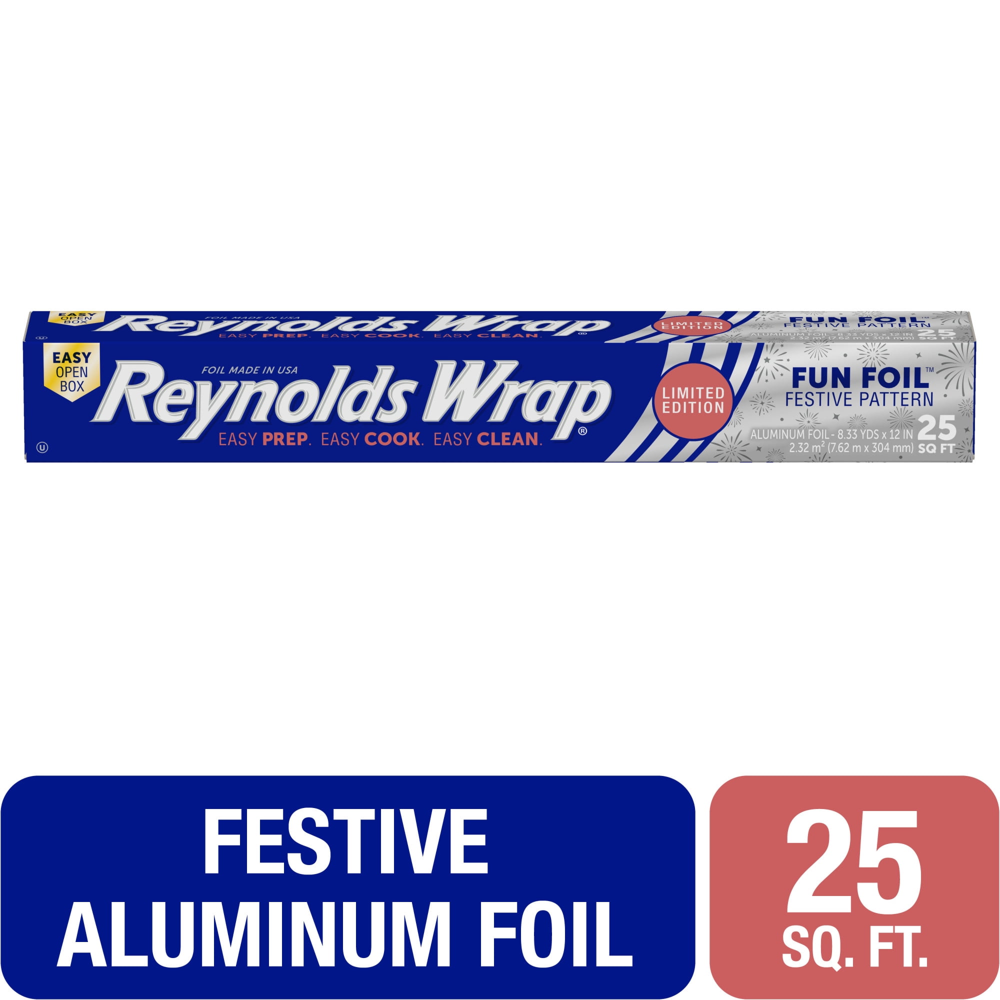 Reynolds Wrap Fun Foil with Festive Pattern, Embossed Aluminum Foil Roll, 25 Sq. Ft.