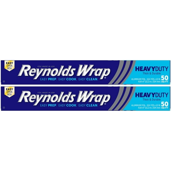 Reynolds Wrap Aluminum Foil, Heavy Duty, 50 sq ft, 2 pack