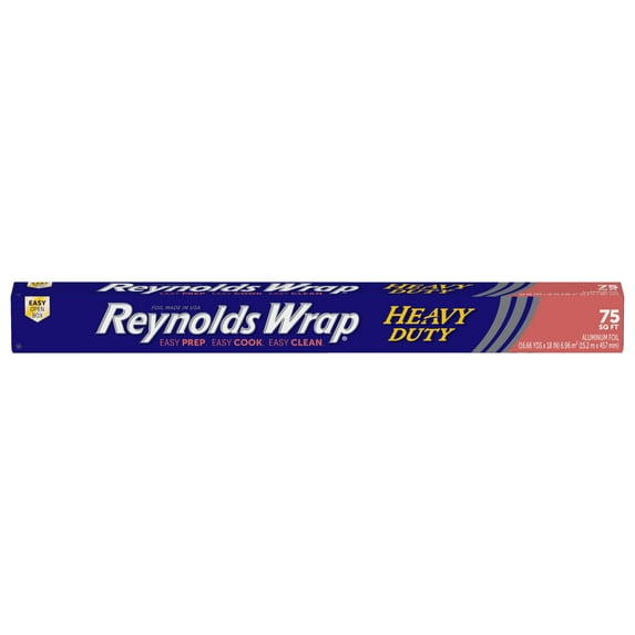 Reynolds Wrap Food Packaging Heavy Duty Aluminum Foil Roll, 18" X 75 Feet, Silver