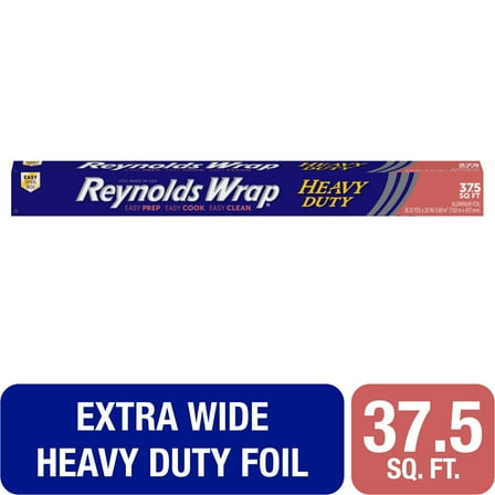 Reynolds Wrap Heavy Duty Aluminum Foil, Heavy Duty Foil Roll, Extra Wide, 37.5 Sq. Ft.
