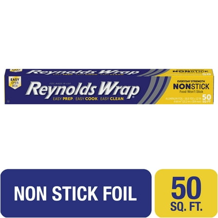 Reynolds Wrap Non-Stick Aluminum Foil Roll, 12 inches Wide, 50 Sq. Ft.