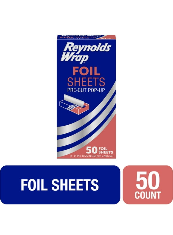 Reynolds Wrap Pre-Cut Aluminum Foil Sheets, 14x10.25 Inches, 50 Sheets