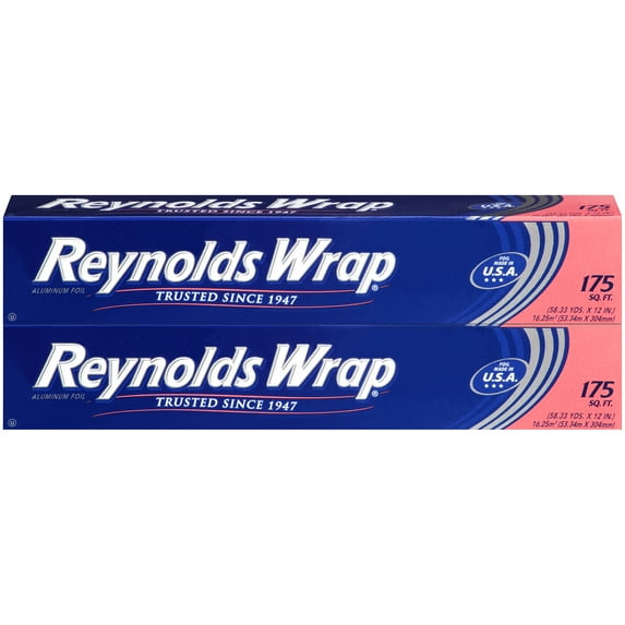 Reynolds Wrap Standard Aluminum Foil, 2 boxes of 175 Square Feet (350 Total)