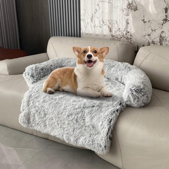 Reyox Fluffy Calming Dog Couch Bed, Couch Covers for Medium Dogs