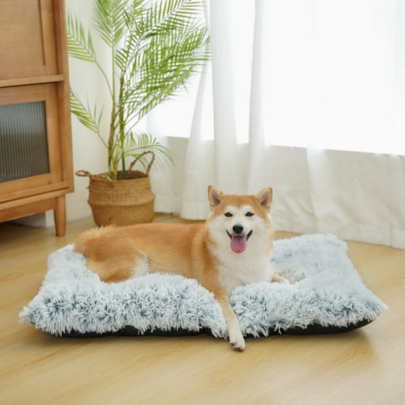 Reyox Large Dog Bed, 35 x 23 inch Fluffy Plush Dog Cage Bed, Washable Dog Mat with Non-Slip Bottom for Large and Medium Dogs,Gradient Gray