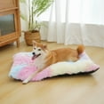 thumbnail image 1 of Reyox Large Dog Bed, 35 x 23 inch Fluffy Plush Dog Cage Bed, Washable Dog Mat with Non-Slip Bottom for Large and Medium Dogs,Rainbow, 1 of 9
