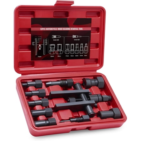 Motorcycle Wheel Bearing Puller Set, 8-25mm Motorcycle Wheel Inner Bearing Removal Tool Set, 10 Piece Blind Hole Bearing Puller Tool Kit for Removing Motorcycle Bearings