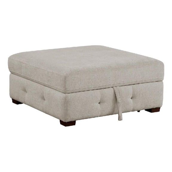 Rez Storage Ottoman- 40 Inch Square Lift Top Seat- Taupe Gray Chenille