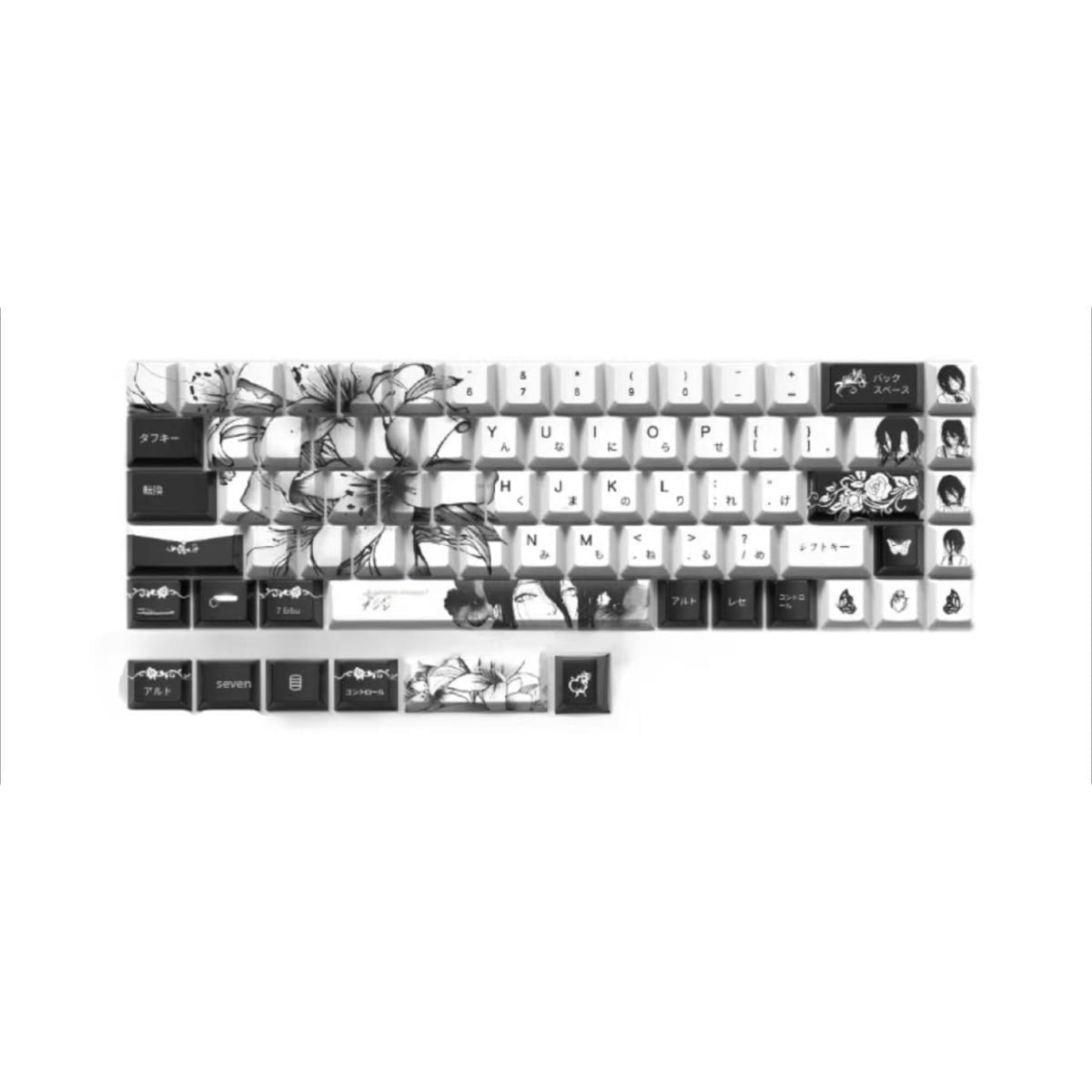 Reze Chainsaw Man Dye-Sublimation PBT Keycaps - Stylish, Compatible with Mad Catz MAD68/Wooting, Fits 74/135 Keys (Original & Side-Engraved 74/129)