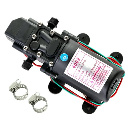 Rezlli 12V Water Pump for RV, Boat, and Camper, Self Priming Diaphragm Pump with Hose, 1 Pack