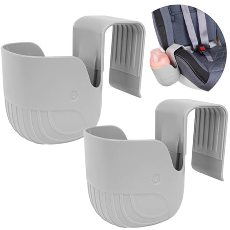 Rezlli Universal Cup Holder for Car Seats, Baby Strollers, Wheelchairs, and More, Grey, 2 Pcs