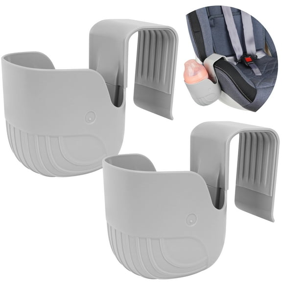 Rezlli Universal Cup Holder for Car Seats, Baby Strollers, Wheelchairs, and More, Grey, 2 Pcs