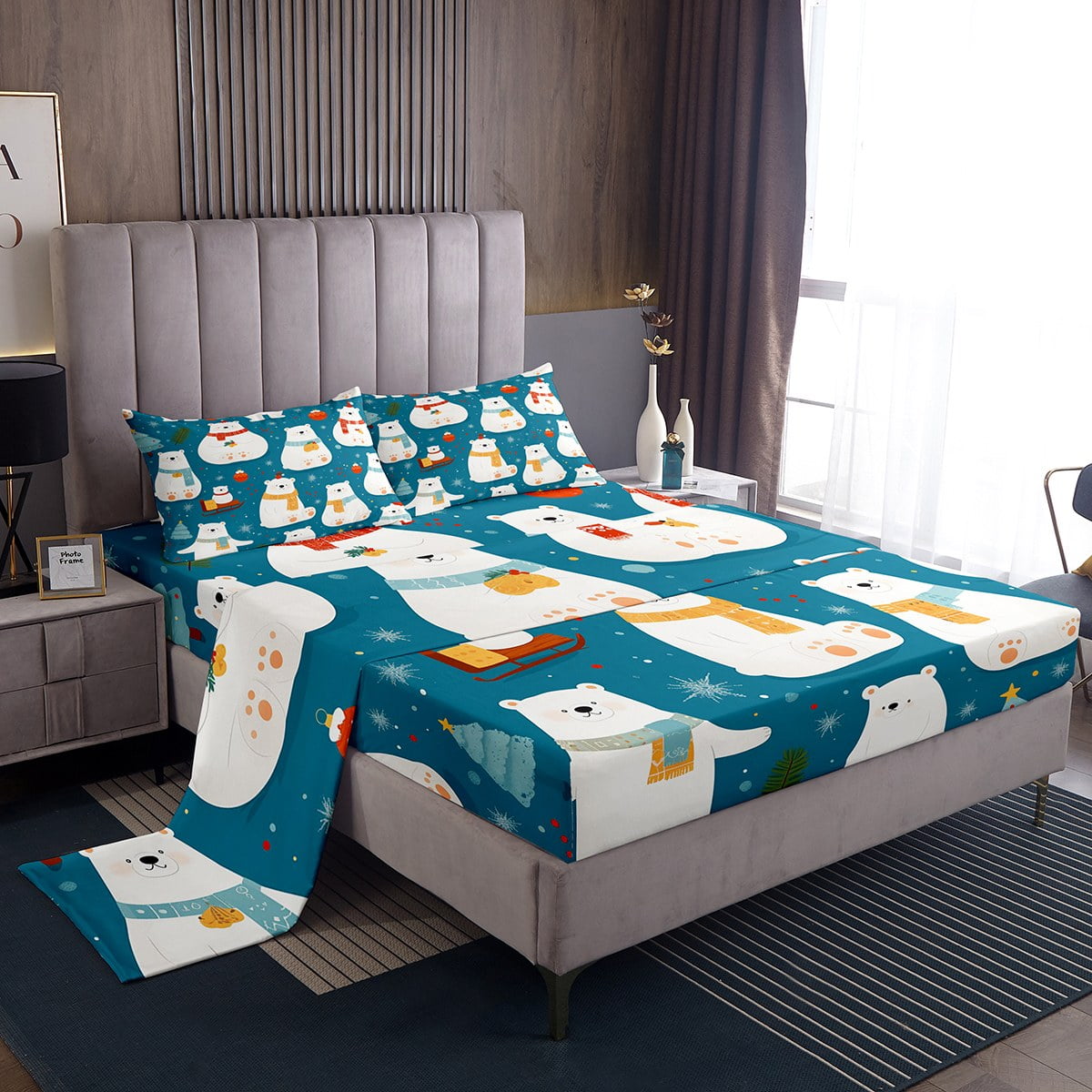 YST Cute Polar Bear Sheets Queen Size Arctic Animals Sheet Set, Winter ...