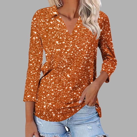 Rezuofi 1 Pcs 3/4 Sleeve Blouses For Women Dressy Casual V Neck Summer Tops For Women With Leggings Pleated Curved Hem Tunic