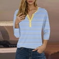 thumbnail image 1 of Rezuofi 1 Pcs 3/4 Sleeve Tops for Women Henley Raglan Notched V Neck T Shirts Three Quarter Length Button Shirts Womens Blouses, 1 of 5