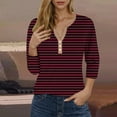 thumbnail image 1 of Rezuofi 1 Pcs 3/4 Sleeve Tops for Women Henley Raglan Notched V Neck T Shirts Three Quarter Length Button Shirts Womens Blouses, 1 of 5