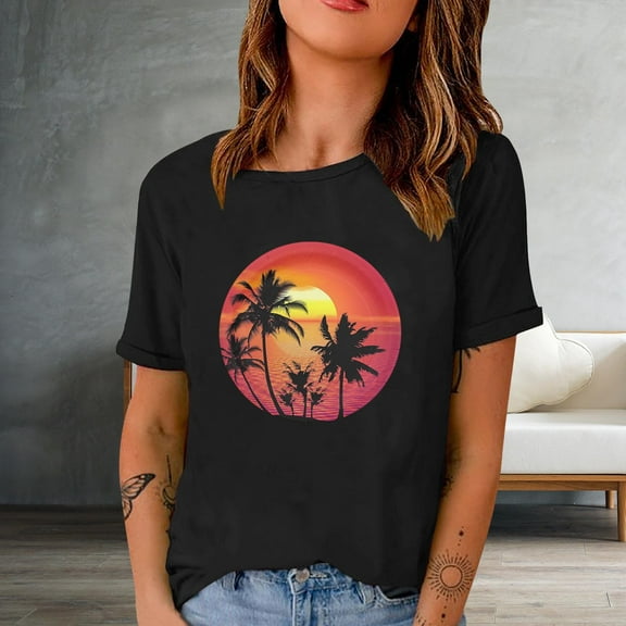 Rezuofi 1 Pcs Beach Shirts for Women Short Sleeve Hawaiian Shirt Casual Summer Vacation Blouses