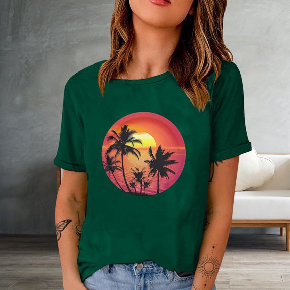 Rezuofi 1 Pcs Beach Shirts for Women Short Sleeve Hawaiian Shirt Casual Summer Vacation Blouses
