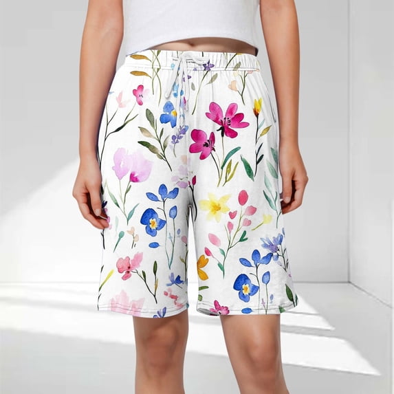Rezuofi 1 Pcs Bermuda Shorts for Women 9" Knee Length Athletic Sweat Shorts High Waisted Yoga Jogger
