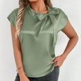 thumbnail image 1 of Rezuofi 1 Pcs Business Casual Tops for Women Blouses Dressy 2025 Summer Short Sleeve Ruffle Satin Work Office Attire, 1 of 6