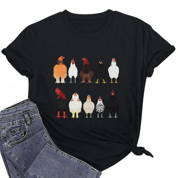 Rezuofi 1 Pcs Chicken Tshirt Mom Cute T Shirts Womens Short Sleeves Farm Country Casual Tee Tops