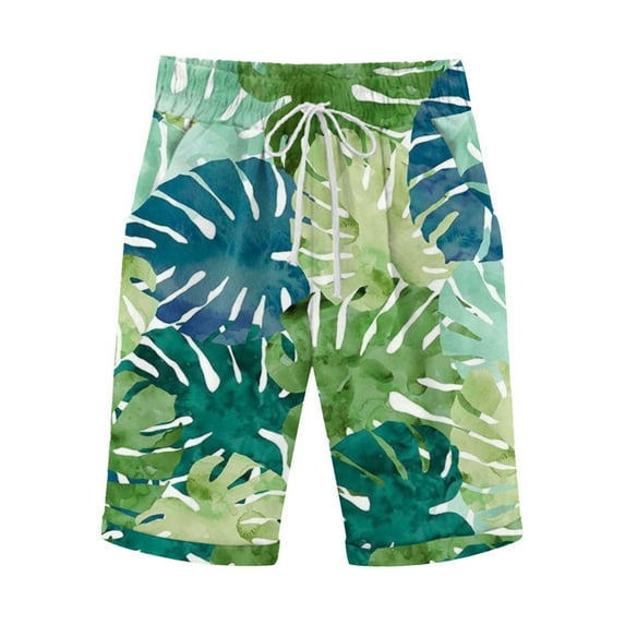 Rezuofi 1 Pcs Hawaiian Shorts for Women Drawstring Elastic Waist Bermuda Shorts Tropical Print Casual Loose Shorts with Pockets