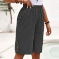 thumbnail image 1 of Rezuofi 1 Pcs Linen Bermuda Shorts for Women Knee Length Casual Summer Linen Pants Lightweight Beach Shorts with Pockets, 1 of 6