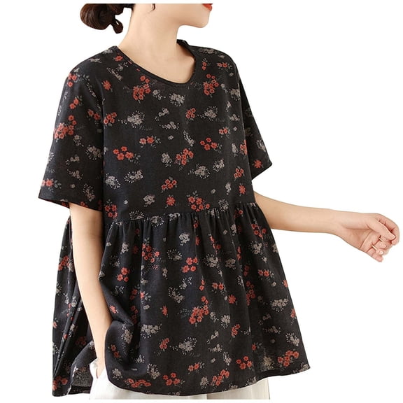 Rezuofi 1 Pcs Plus Size Short Sleeve Tops for Women Buttons Up Shirts Summer Dressy Blouses Swing Tunics