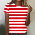 thumbnail image 1 of Rezuofi 1 Pcs Rainbow T Shirt Women Striped Crew Neck Short Sleeve Stripes Tee Top Stripped, 1 of 4