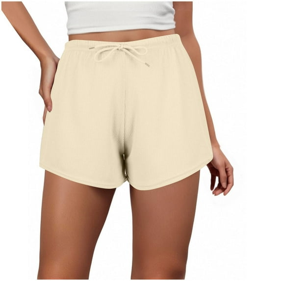 Rezuofi 1 Pcs Ribbed Pajama Short with Pockets,Drawstring Lounge Shorts Pattern Print